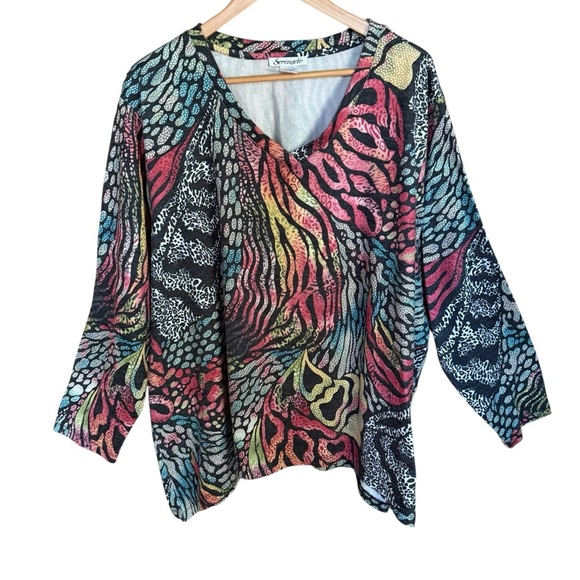 Serengeti Women's V Neck Tropical Nautical Size 3 Tunic Beach Hawaiian vibrant - Picture 2 of 13